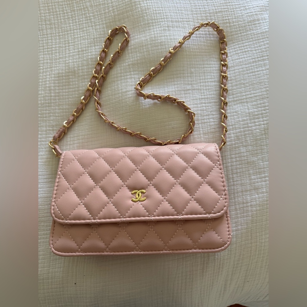 Pastel pink double C small purse, new. Designer inspired.
